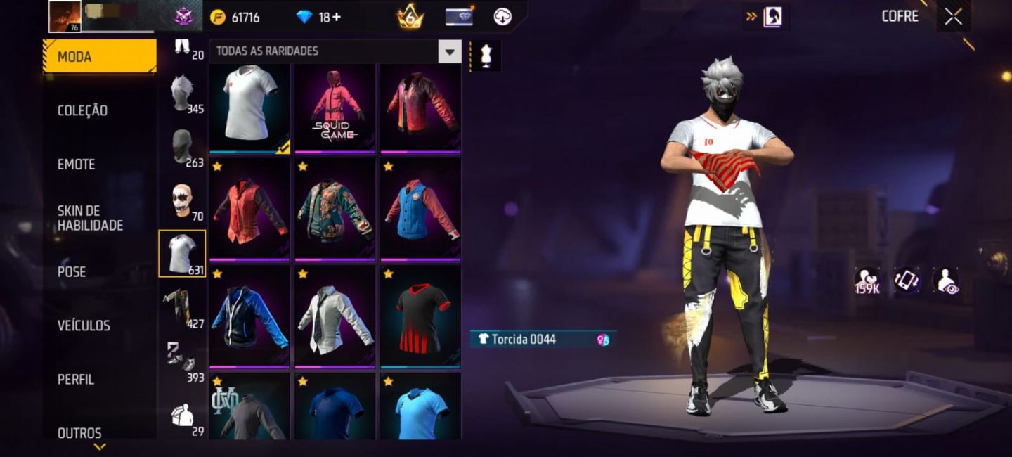 Conta de free fire a venda com várias skins!!!