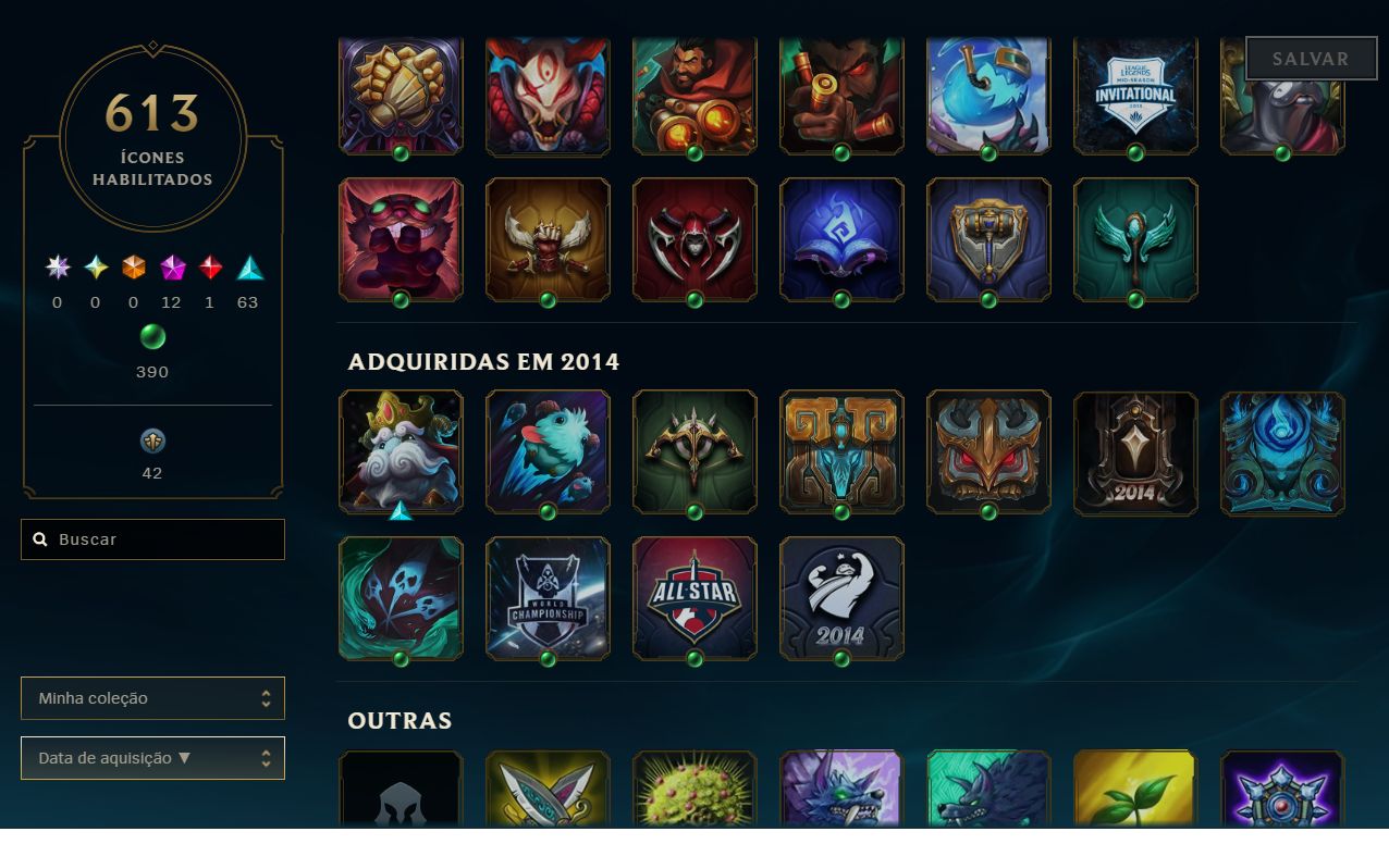 CONTA LOL 784 SKINS