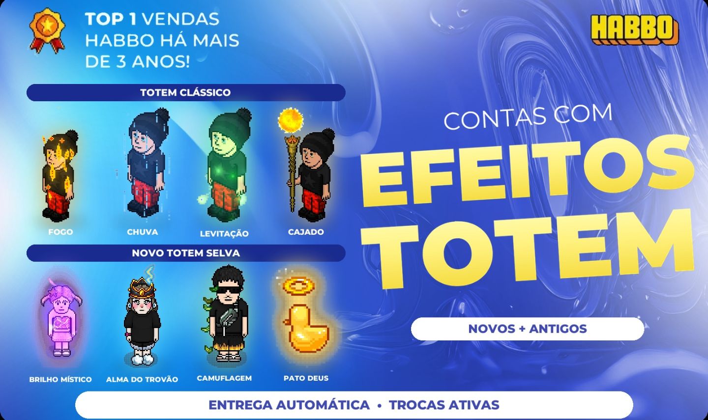 CONTAS COM EFEITOS TOTEM + TROCAS ATIVAS + ID VERIFICADA [ENTREGA AUTOMATICA]