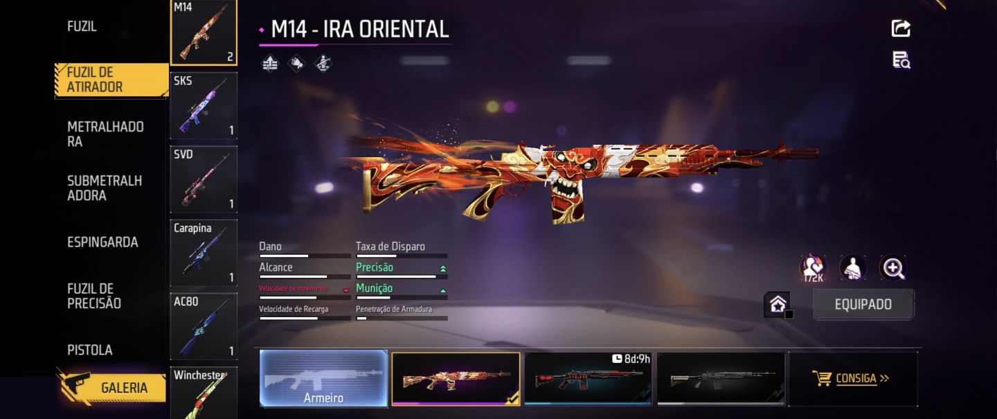 Conta de Free Fire LVL 46 + 158 Gemas