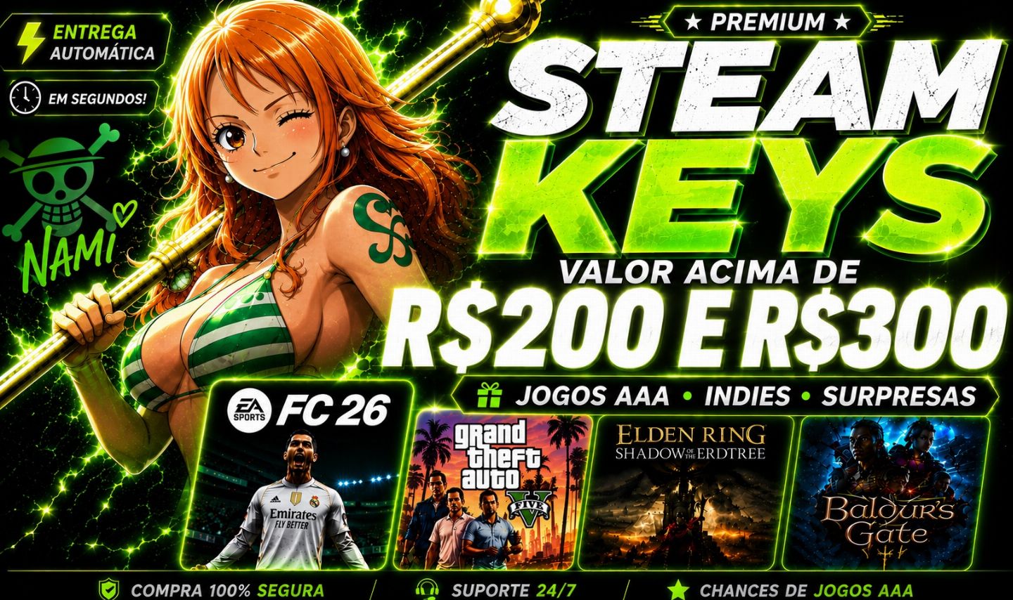 STEAM KEY + 2 BRINDES - RANDOM / jogos FAMOSOS / Acima de R$200,00