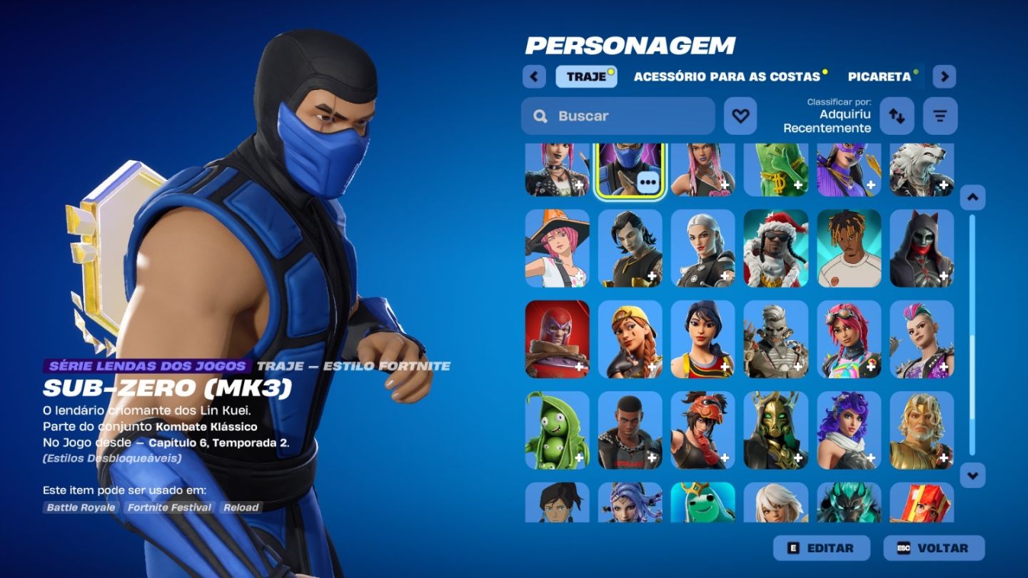 CONTA DE FORTNITE COM 68 SKINS | Sub-Zero (MK3) | PROMOÇÃO!