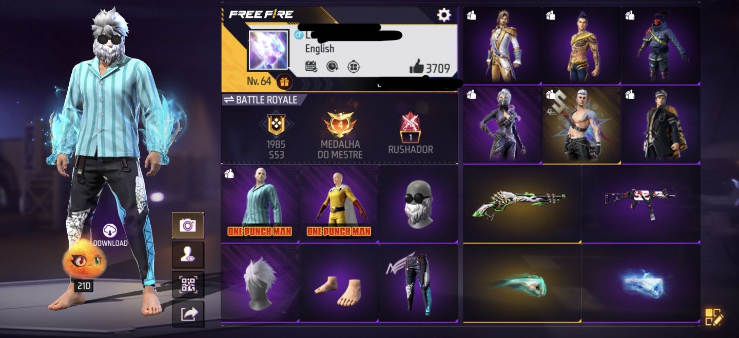 PÉ DESCALÇO+CALÇA ANGELICAL+ONE PUNCH MAN+2 PUNHOS+SKINS DE ANIME CONTA ANTIGA