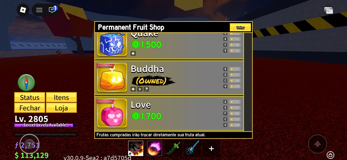 CONTAS BLOX FRUITS(BUDDA PERM , YORU , 2 MONEY E ETC) PROMOÇÃO DIA DAS CRIANÇAS