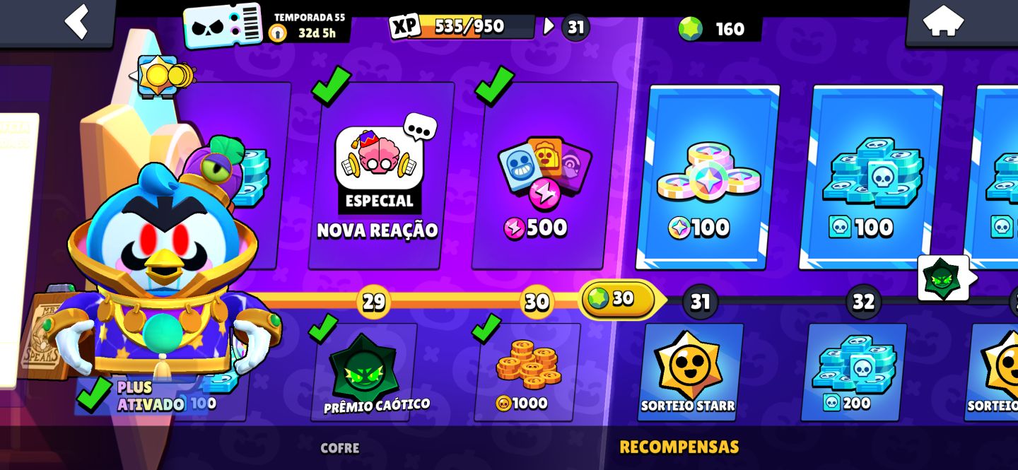 CONTA DE BRAWL STARS COM PERSONAGENS