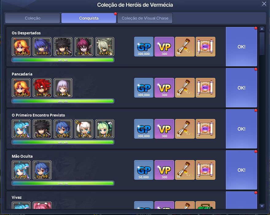 CONTA GRAND CHASE - TODOS HEROIS LVL 90 - VP DA CONTA INTACTO