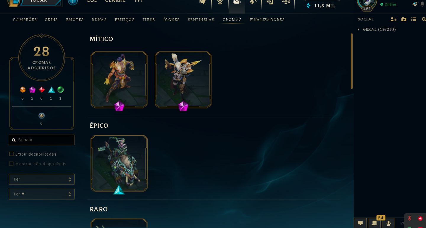 Conta LoL BR | Ex-Mestre | Esmeralda IV | +28 PDL | 158 Skins | 101 Champs