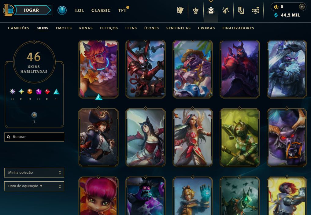 [Entrega Automática] Lol Ferro, 46 Skins, 44K Ea, Upada na Mão, 100% Segura!