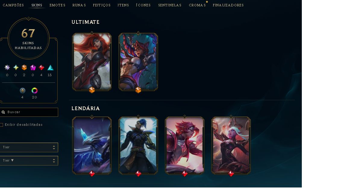 CONTA LEAGUE OF LEGENDS - ESMERALDA IV 67 SKINS 2 ULTIMATE lv89 upada a mão