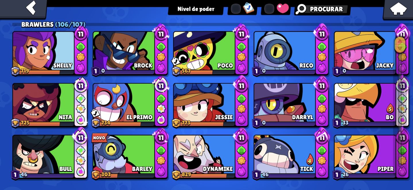 CONTA BRAWL STARS 2018 RARA SHELLY ESTELAR + FAMA LUNAR II