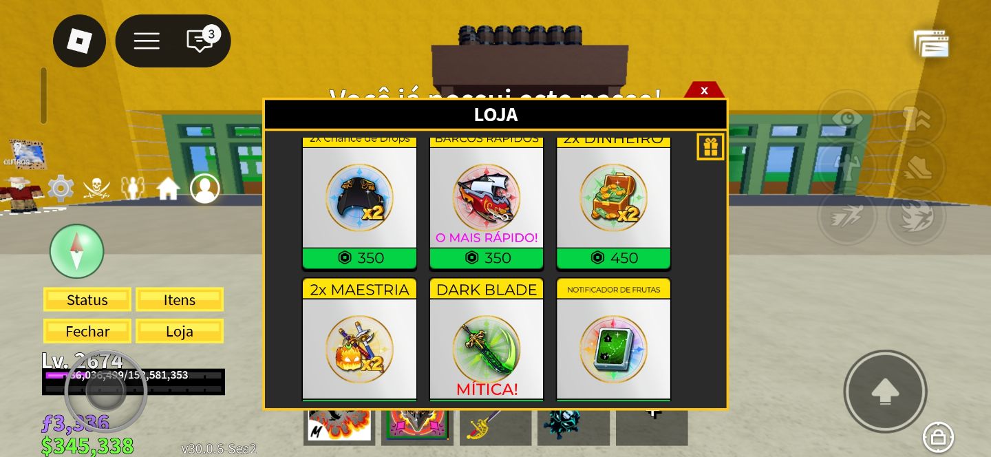 Conta Roblox MONSTRA: Blox Fruits Upado + Volleyball Legends