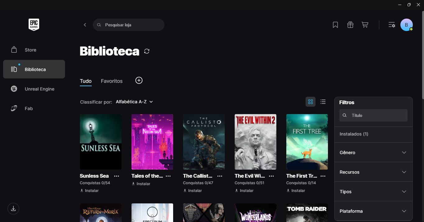 CONTA EPIC GAMES 68 jogos