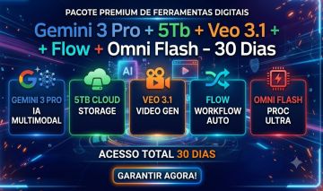 Gemini IA Pro + 5Tb+Veo 3.1 +Flow+Omni Flash-30 Dias suporte garantido