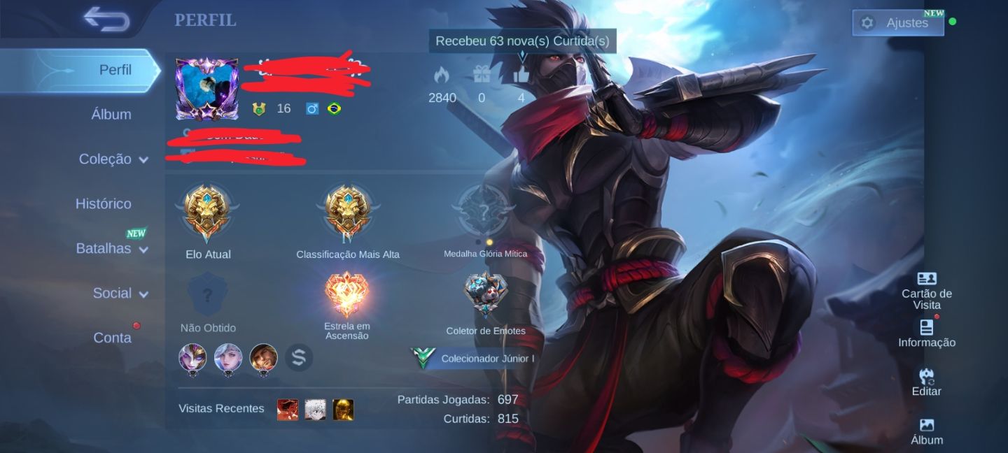 CONTA MOBILE LEGENDS À VENDA COLECIONADOR JÚNIOR I