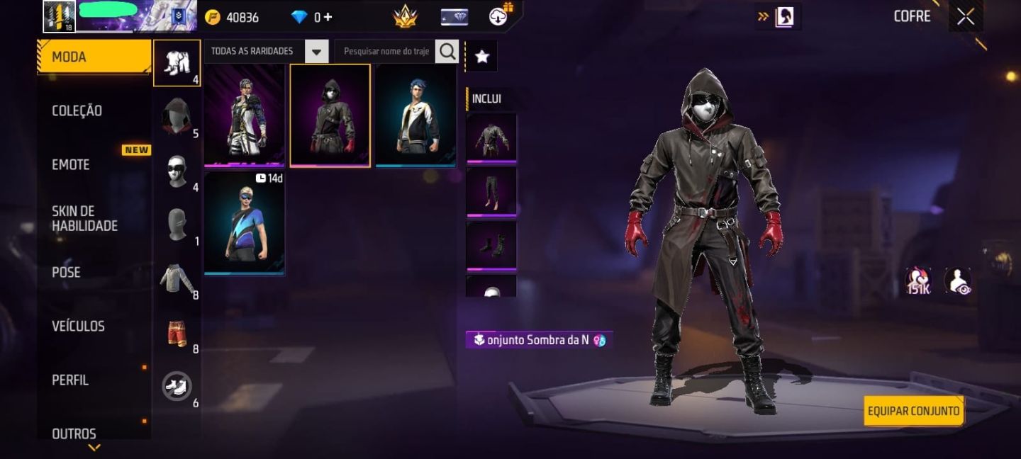 CONTA FF COMPLETA NV 18 - CONJUNTO SOMBRA DA NOITE + FOICE ECLIPSE LUNAR + CARTÃ