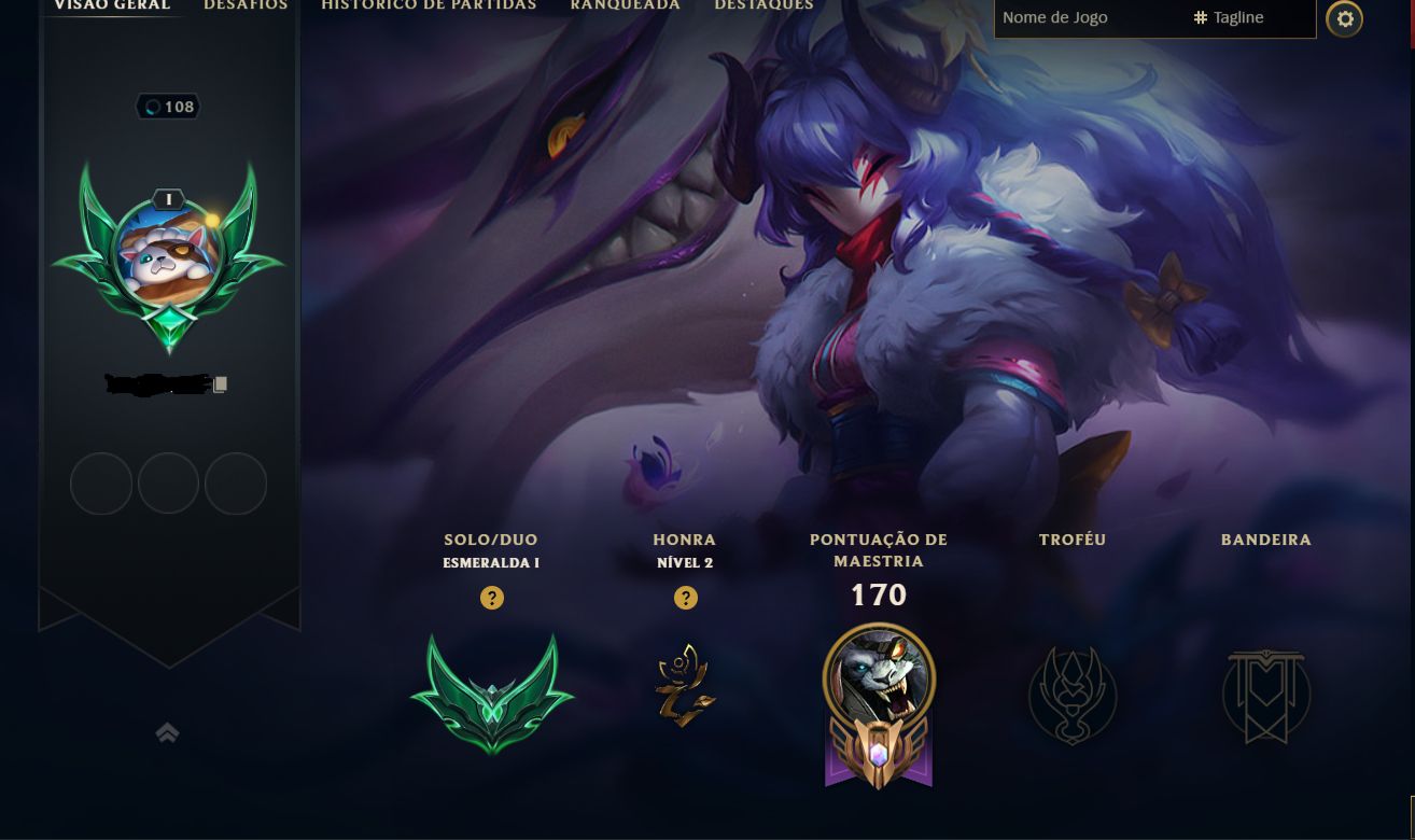 Conta League of Legends Esmeralda 1 | 51% Win Rate
