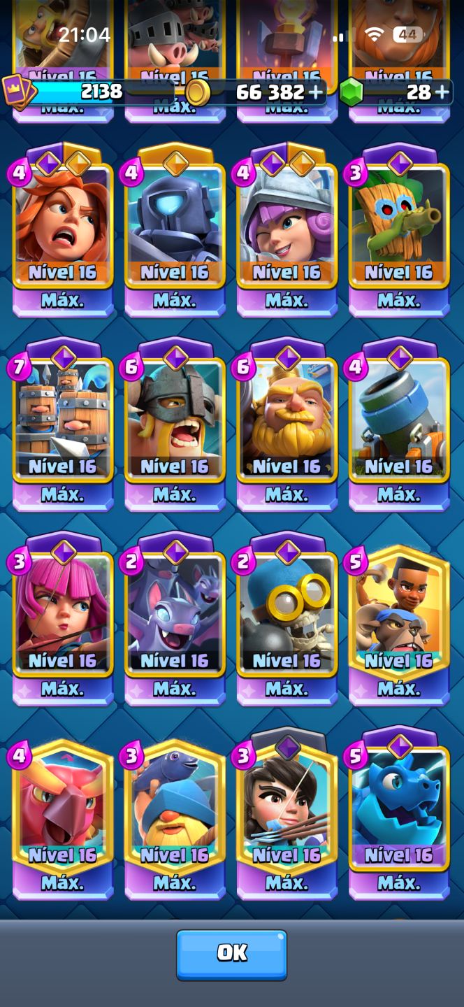 CONTA CLASH ROYALE! 14k+ já foi maior campeão. Cartas níveis top tier