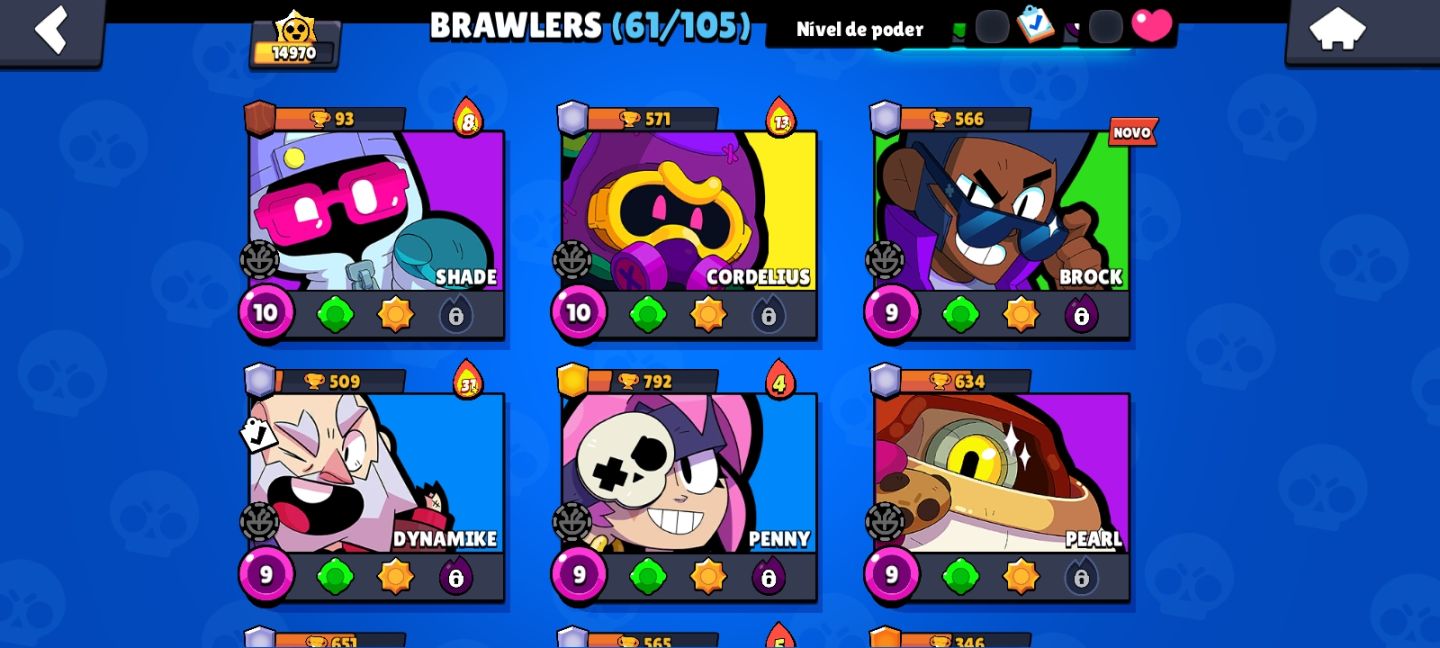 CONTA BRAWL STARS, 15K TROFÉUS, 61 BRAWLERS, 101 SKINS, DONO ÚNICO.