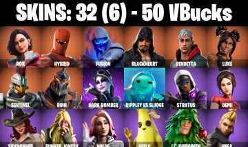 Conta Fortnite com Rox | Hybrid | Fusion | Blackheart | Vendetta e 32 Skins