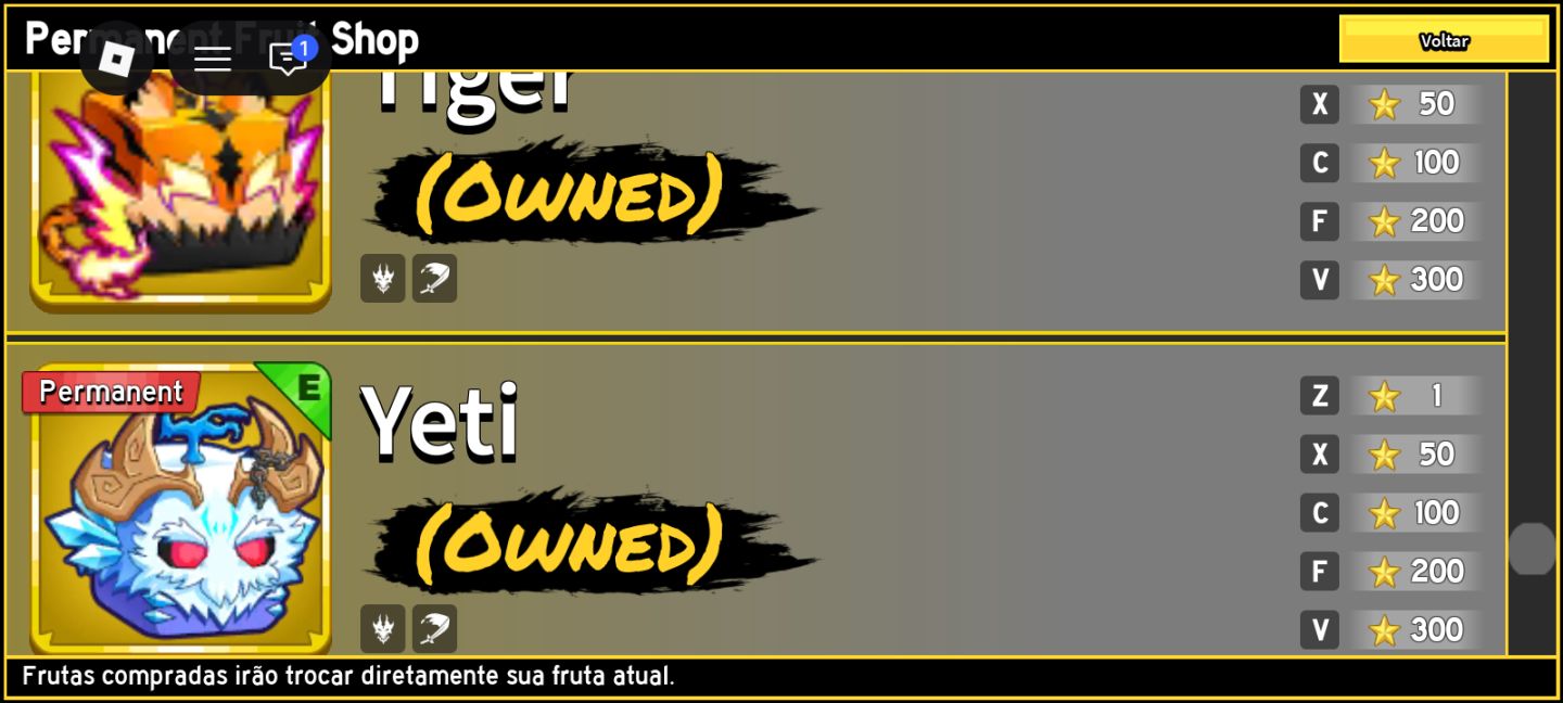 A melhor conta por esse valor, tem várias frutas perm, game passes, e muito mais