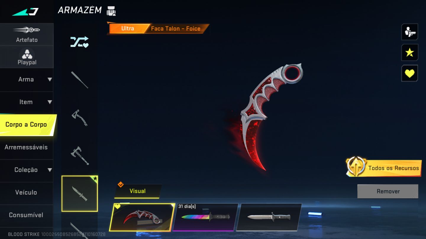 Conta Blood Strike | Faca Talon - Foice + Foice - Ceifeiro | Curativo Mariposa