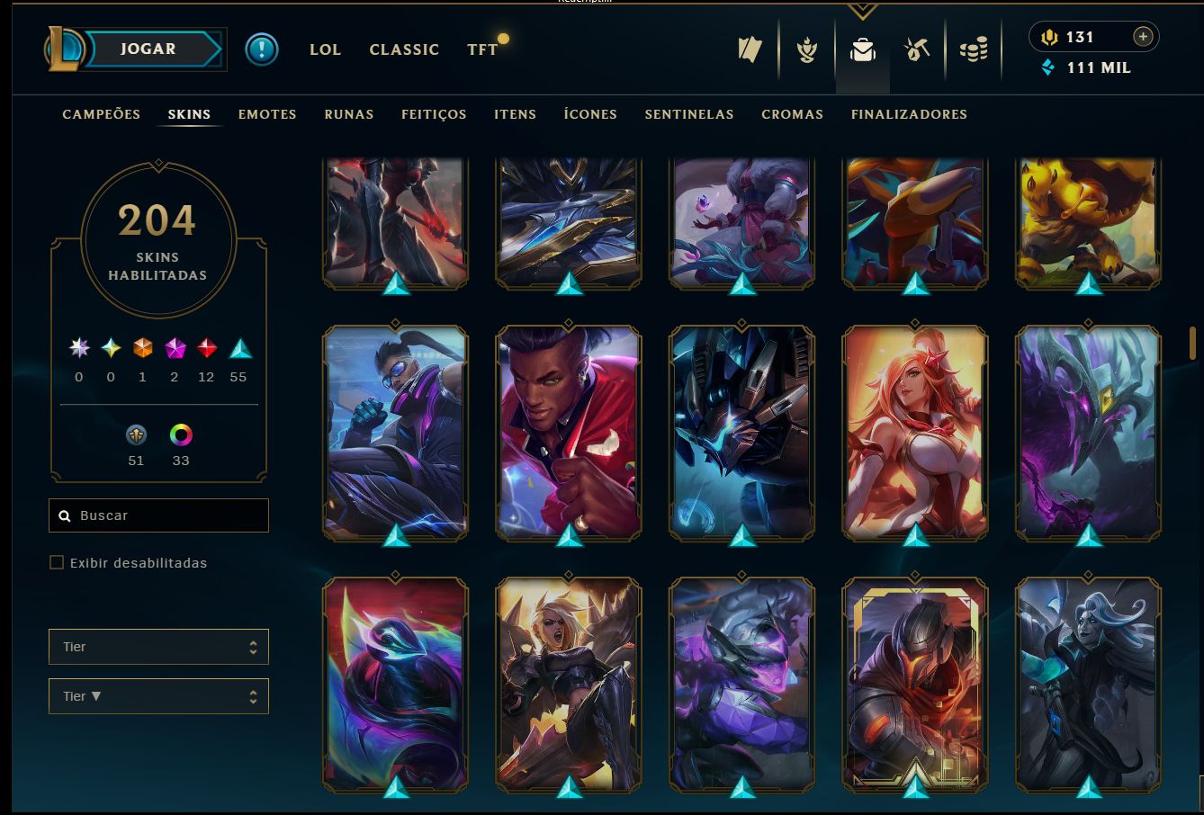 CONTA LOL 204 SKINS | 2 MÍTICAS | 12 LENDÁRIAS | ESMERALDA III