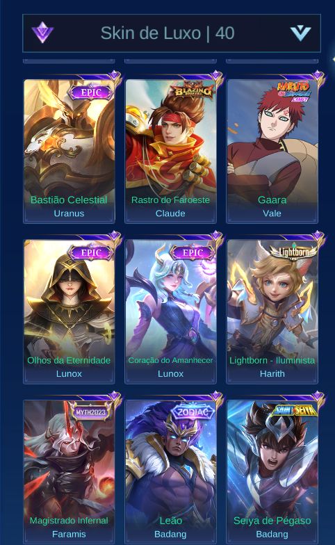 CONTA HIGH ELO | 315 SKINS | GUSION LEGEND + KOF + COLLECTOR
