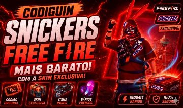 FREE FIRE - Codiguin snickers + 1 Caixa (ENTREGA AUTOMÁTICA) CODIGO SNICKERS