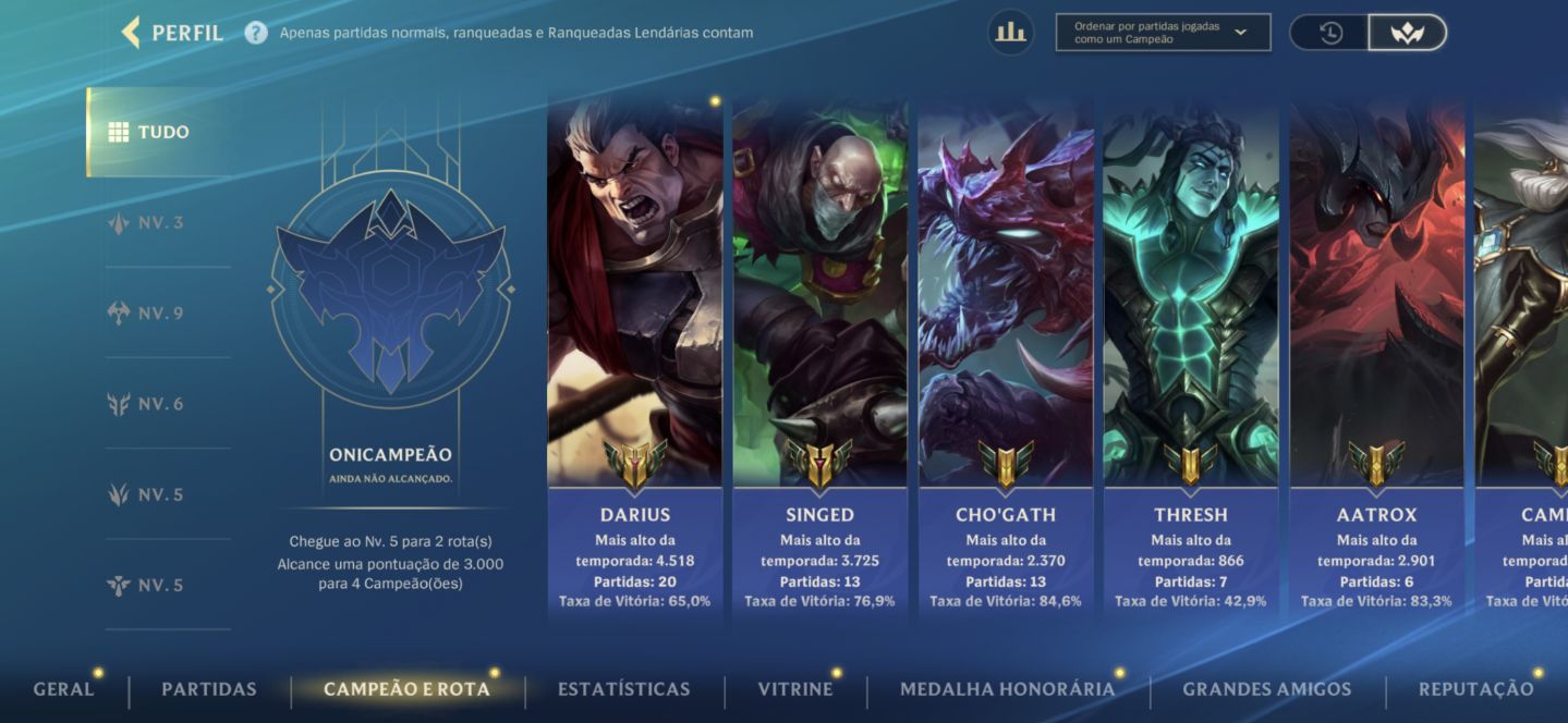 Conta Challenger, 68% de winrate, lvl73, Conta iniciante