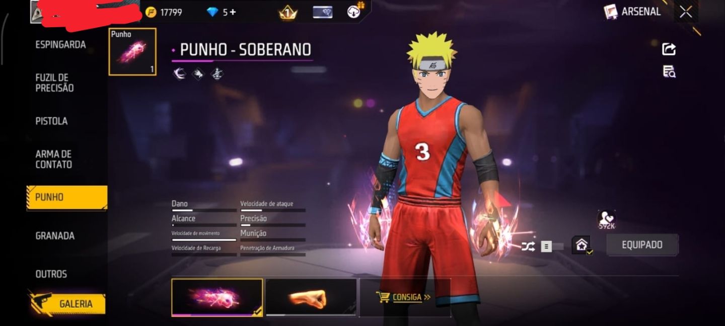 CONTA DE 8 ANOS DE FREE FIRE LVL 68 | NARUTO | +160 EMOTES | PUNHO SOBERANO |