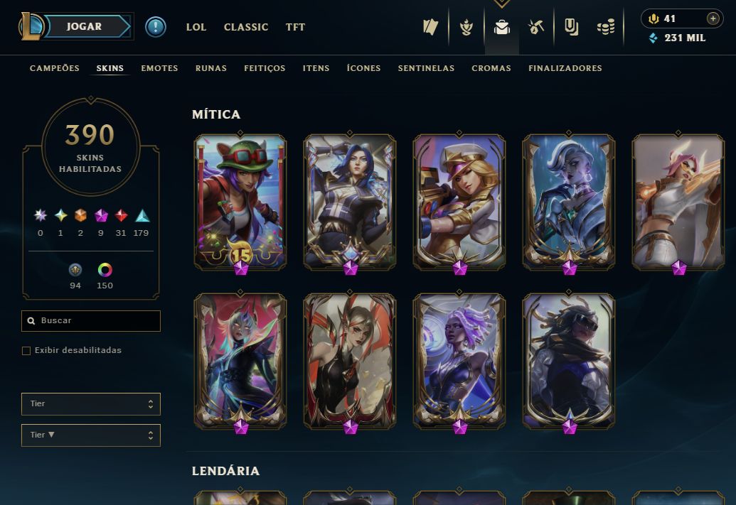 Conta LoL 390 skins + Jinx Fragmentada!