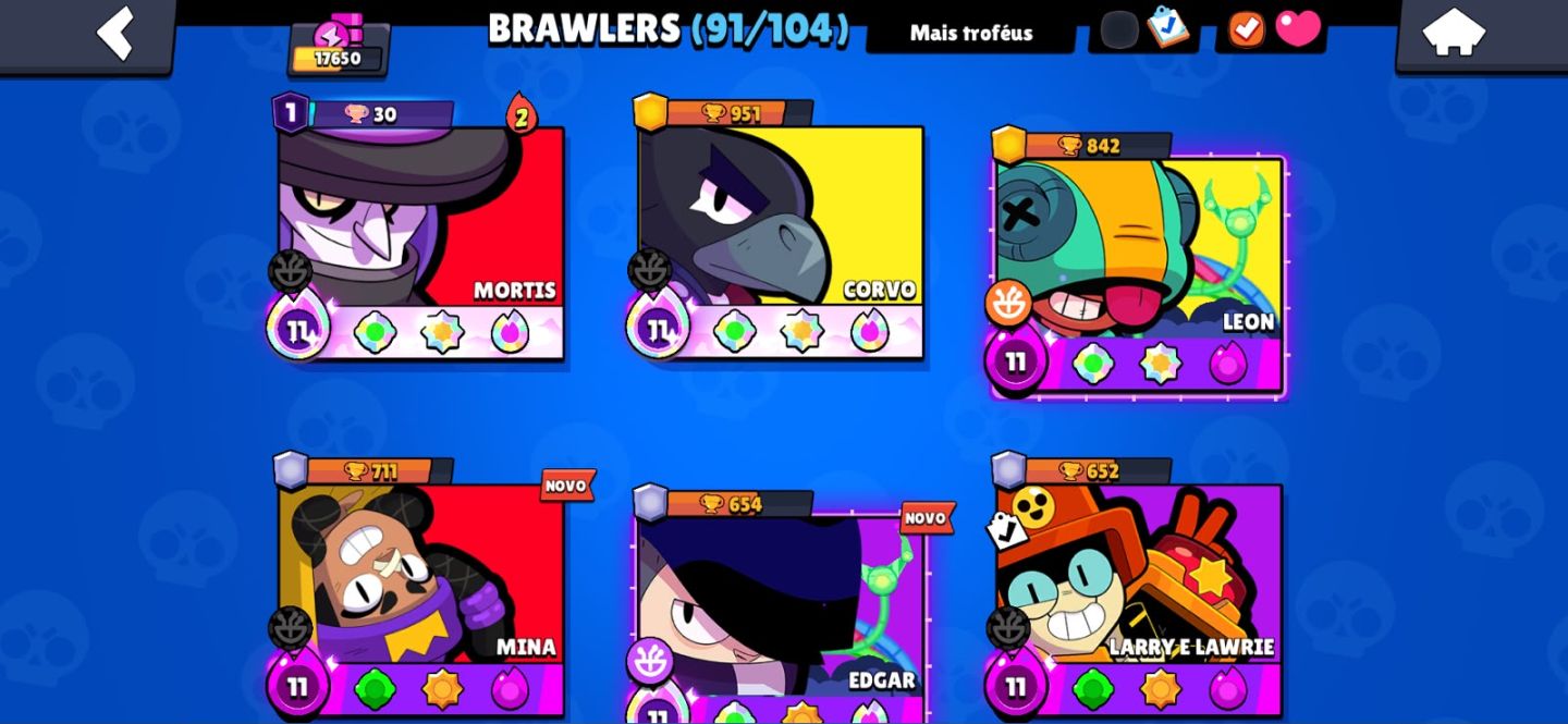 CONTA DE BRAWL STARS COM 17K DE TROFÉUS, 185 SKINS E 91 BRAWLERS(+27K BLINGS)