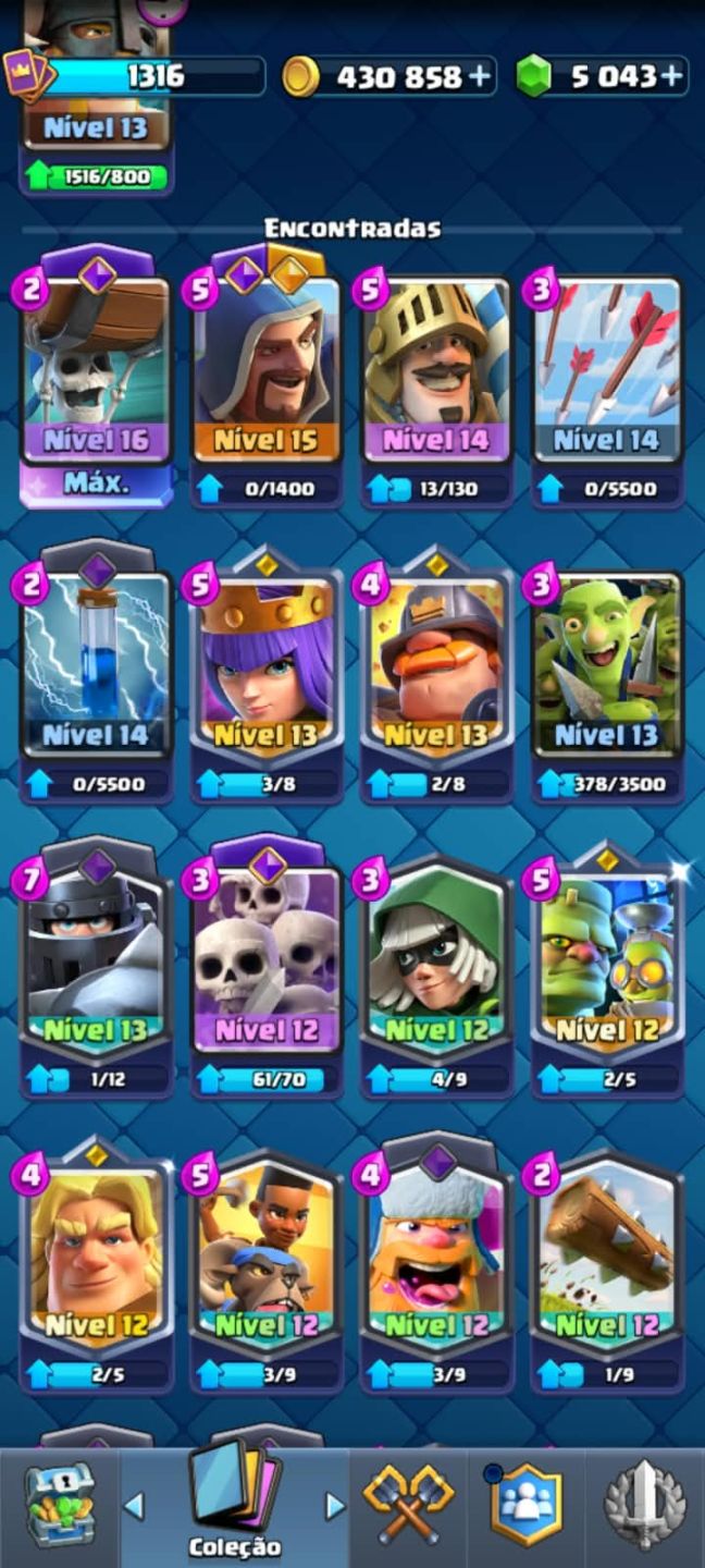 Conta de clash royale com 10k de trofeus e 5k de gemas