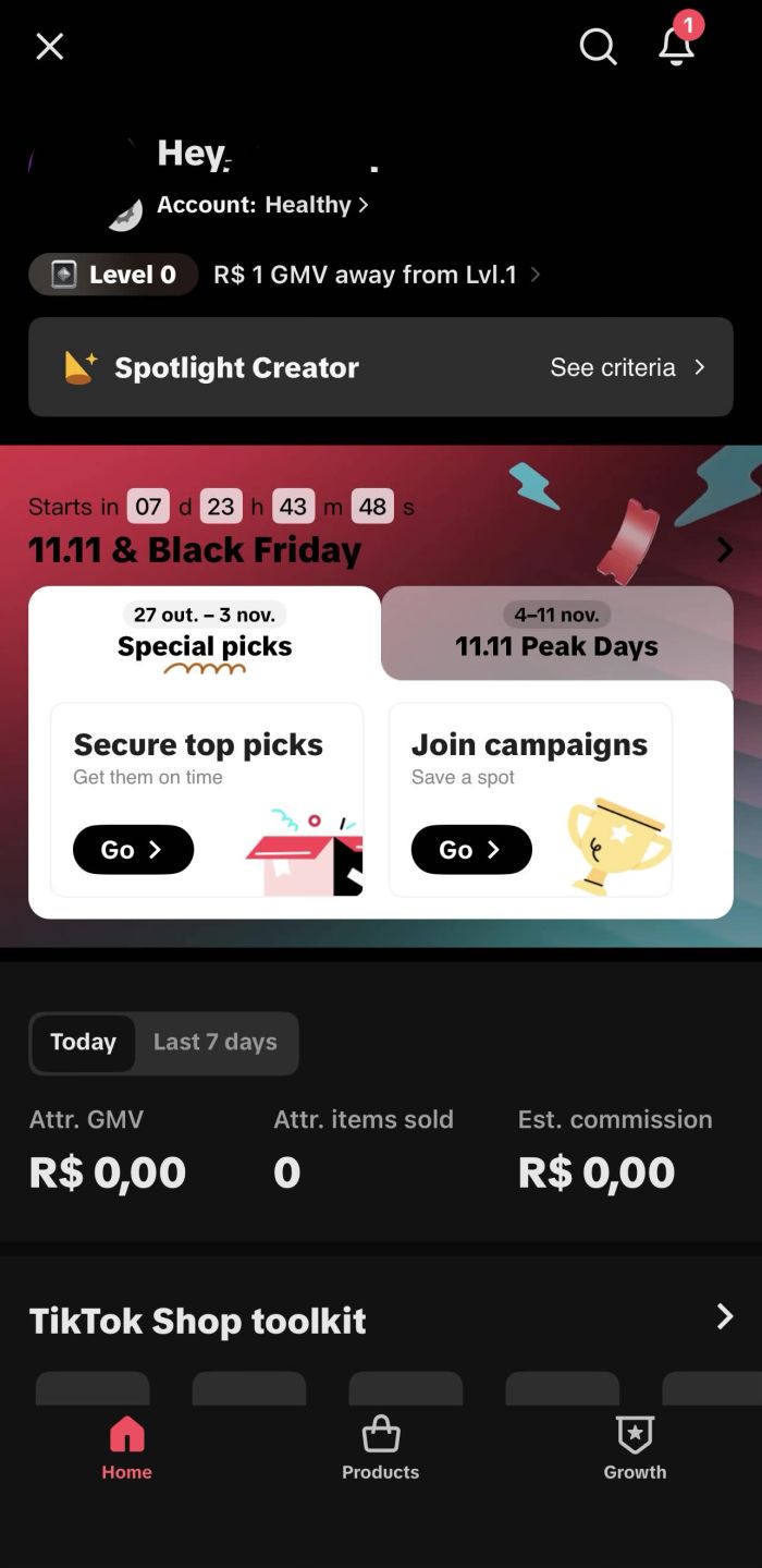 CONTA COM TIKTOK SHOP