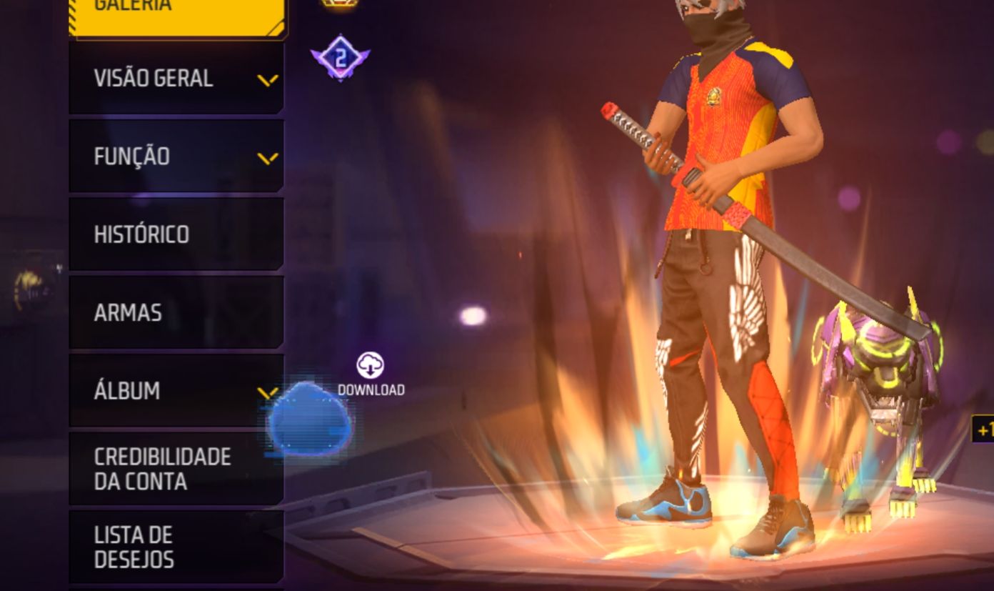 CONTA GEMADA COMPLETA FF | DINO ANJO + SOMBRA ROXA + SOMBRA MARINHA + 2 PUNHOS