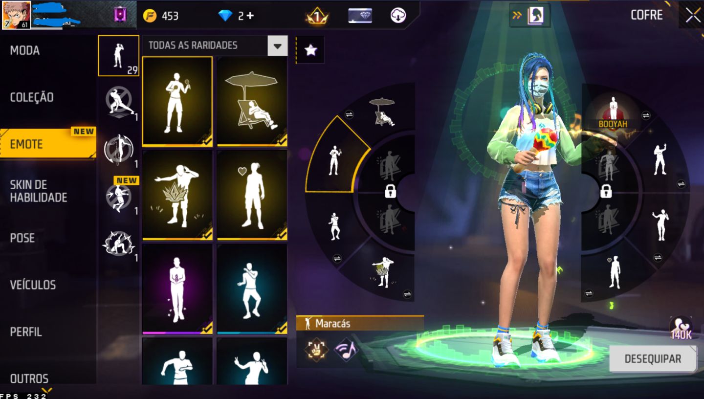 Conta de Freefire com Varios passes antigos, Skins do Naruto e Eventos.