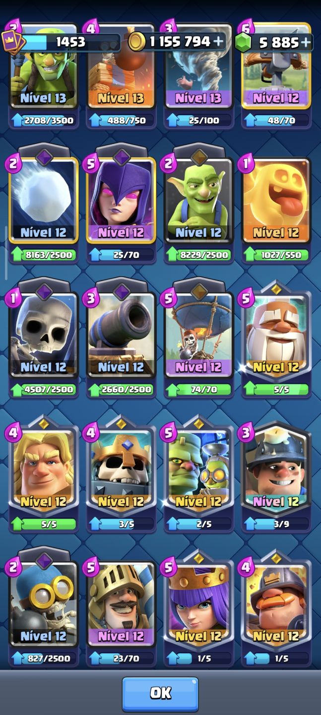 Conta Clash Royale 5k diamante + 1M de ouro