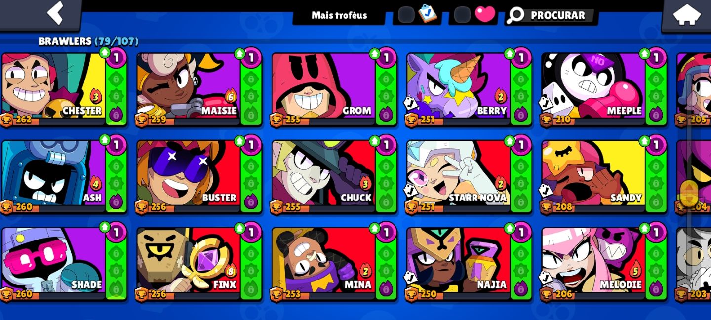 Conta brawl stars e clash royale com muitos personagens