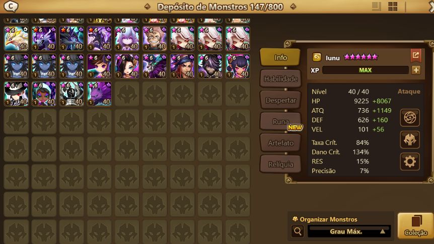 CONTA END GAME - 4 LDs: GIANA + WOLYUNG + ZERATU + PONTOS