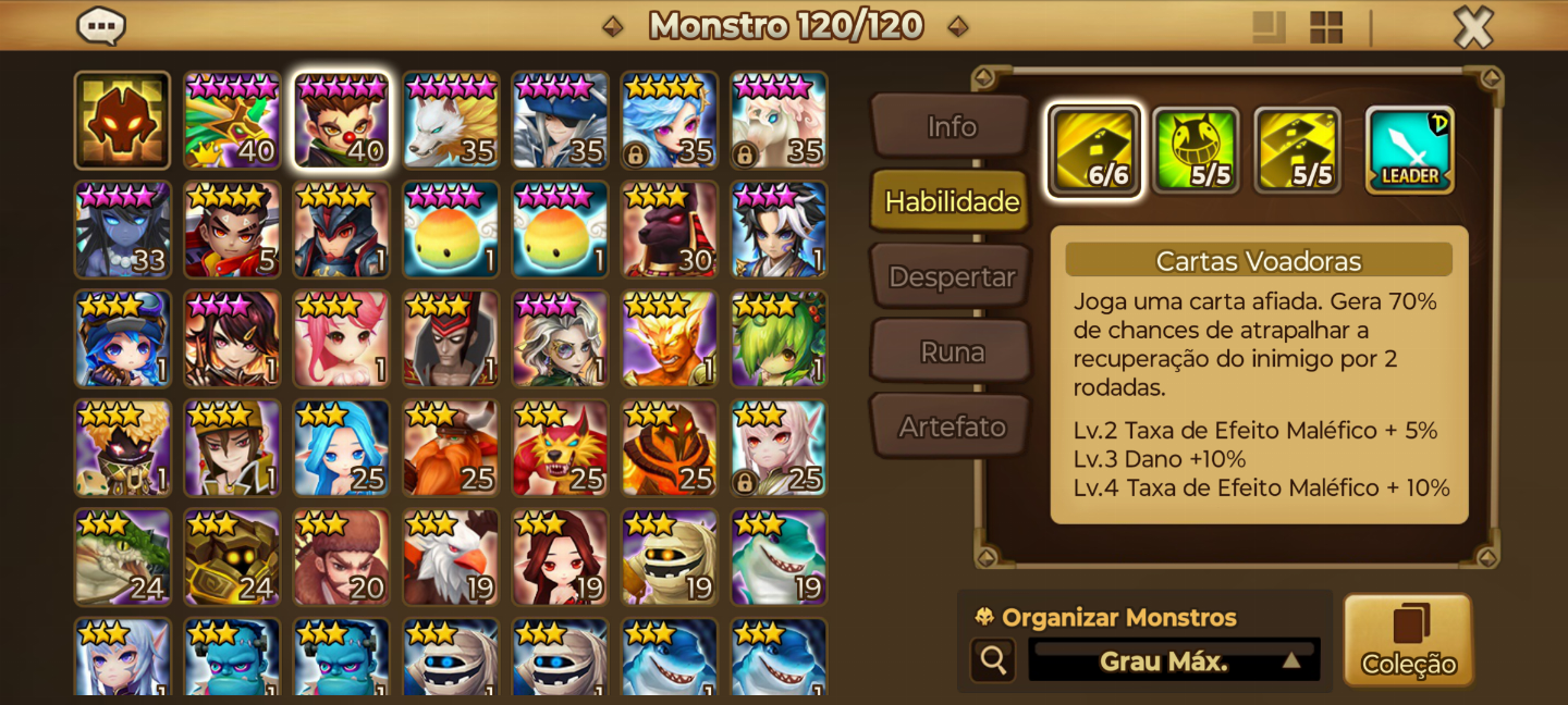 Summoners Wars Conta iniciante NAT 5 LD Light Unicorn Eleonor+ 4 NAT 5