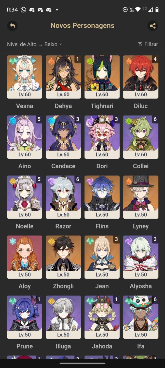 GENSHIN | CONTA COM 55+ 5 ESTRELAS