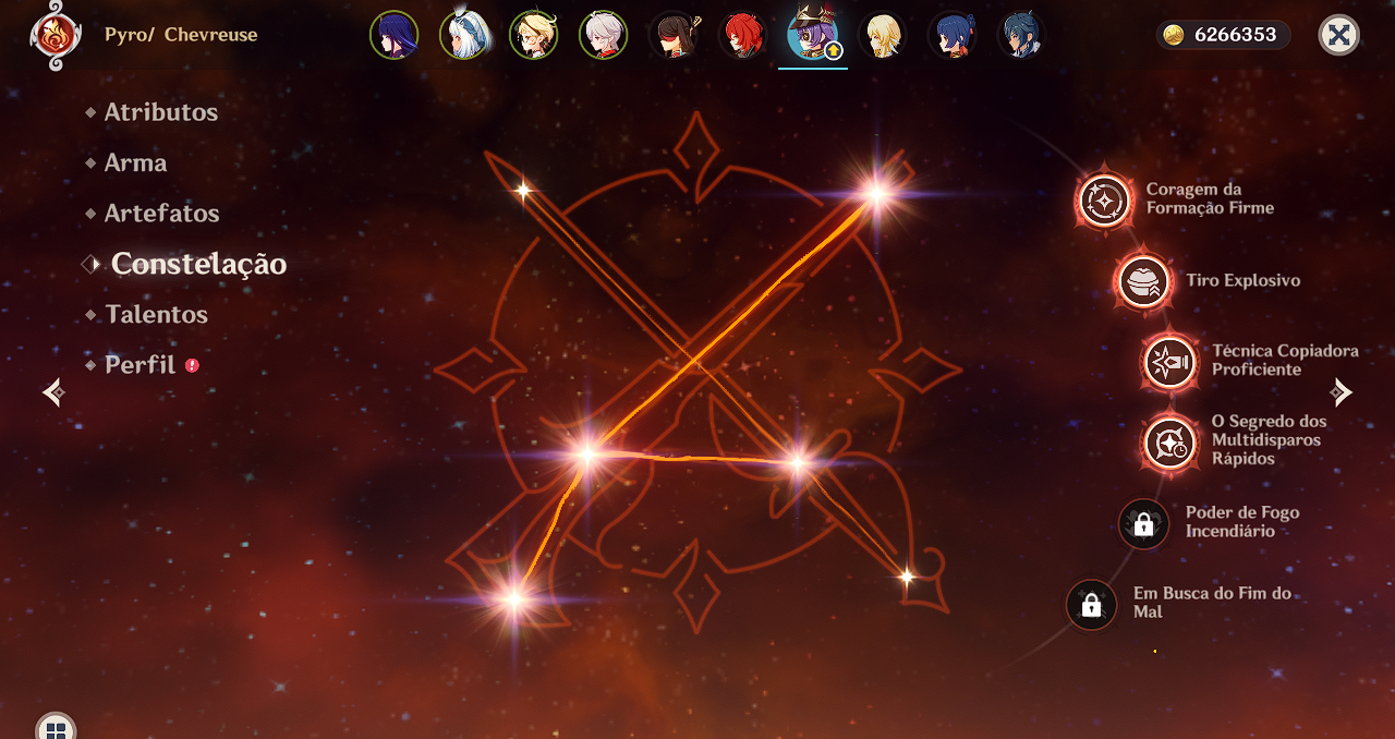 Conta genshin Raiden Mualani Kazuha Emilie