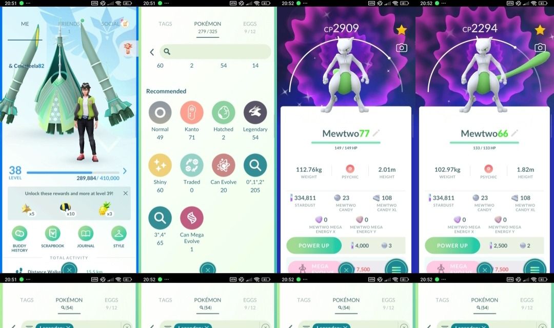 Nível 38 | 17 Mewtwo + 2 Shiny | 54 Lendários | Groudon Shiny | 60 Shiny pk27