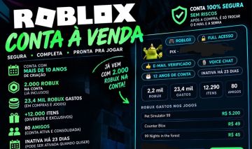Conta Roblox 12 Anos + 2.000 Robux + 12K Itens + Full Access