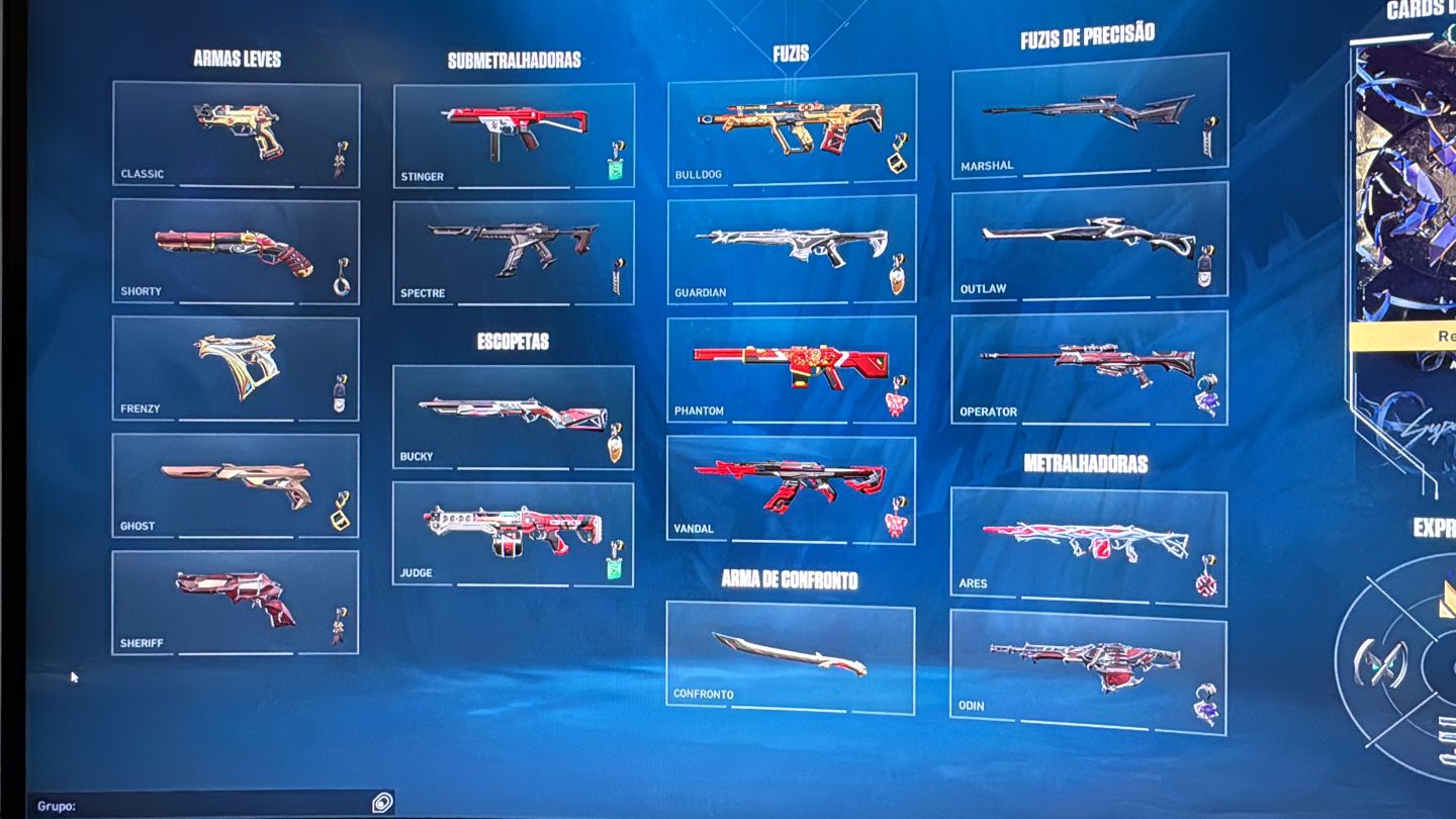 Conta valorant com 6500 R$ gastos, 2 pacote champions + varias skins