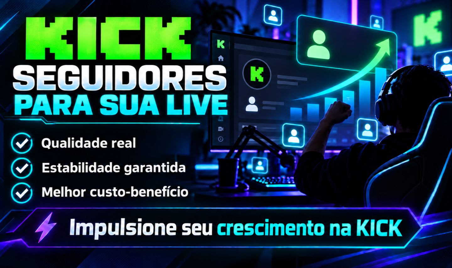 (MENOR PREÇO 95% DESCONTO ) KICK.COM - SEGUIDORES REAIS