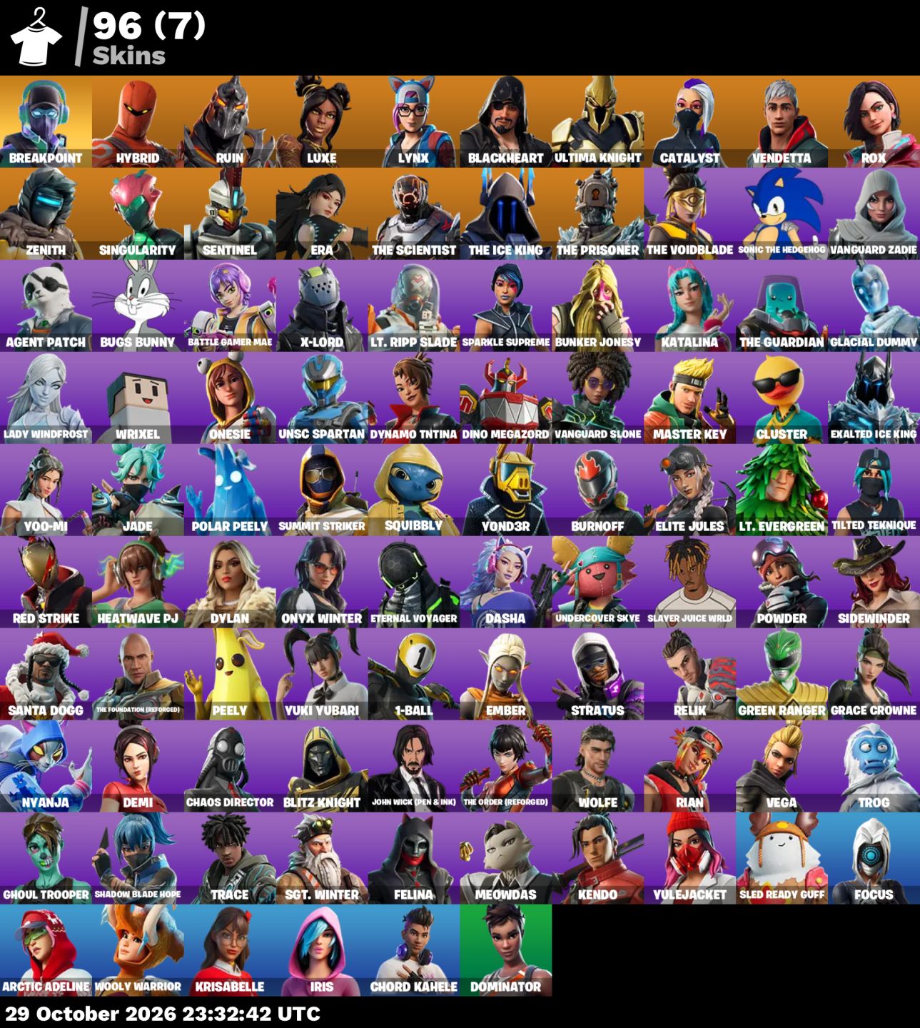 Conta de Fortnite com 96 Skins / Embananado / Lynx / Luxe / Tilted Teknique