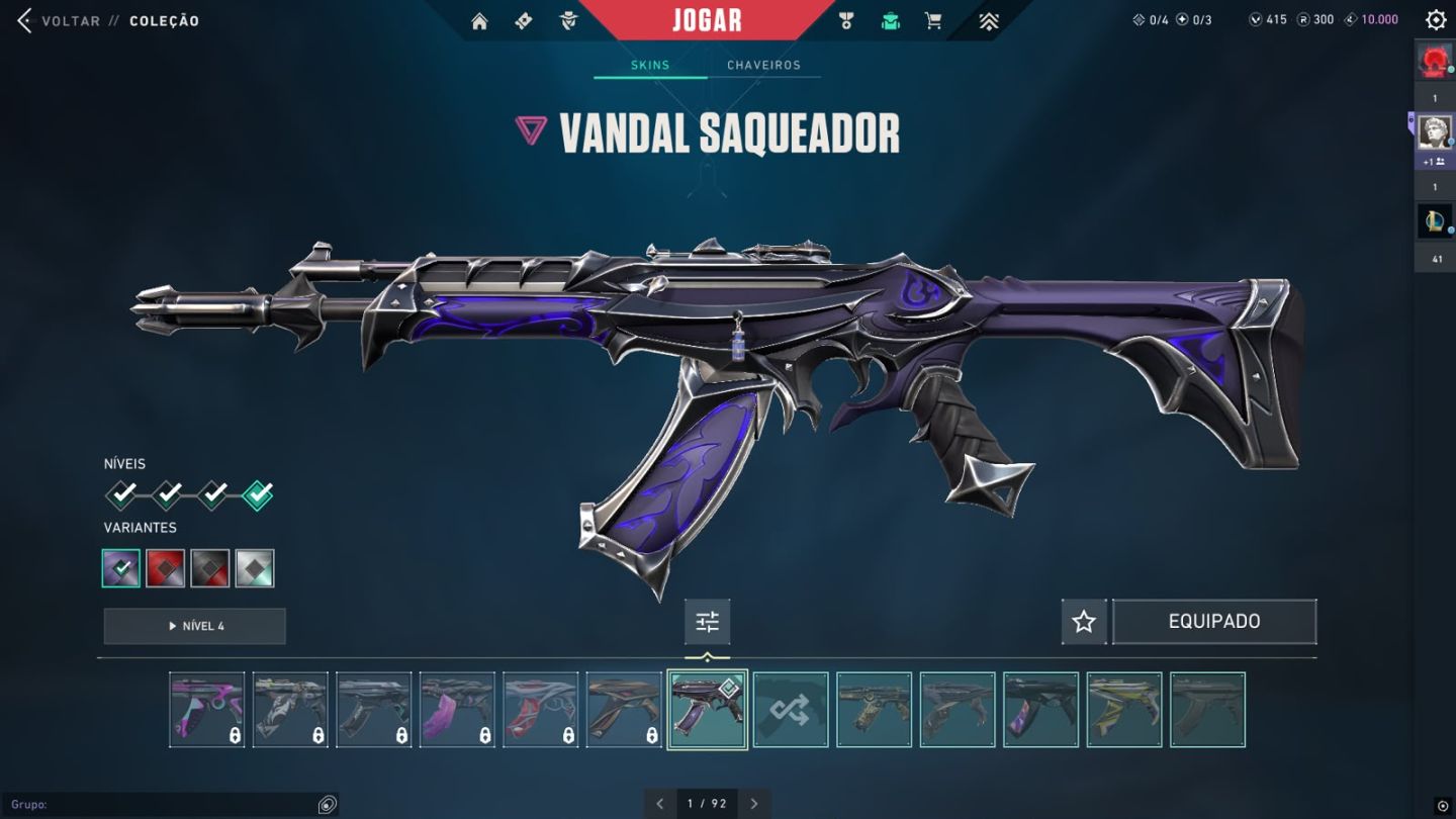 Conta valorant prata diversas skins
