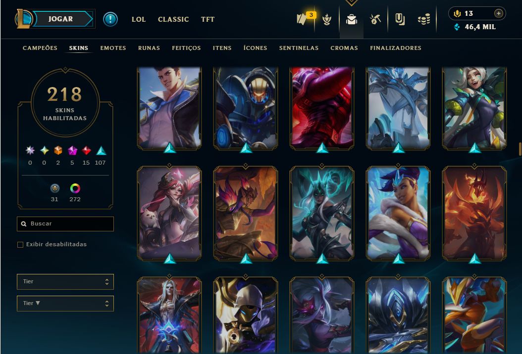 Conta de LOL (diamante II) e Valorant (ouro) - com todos os agentes.