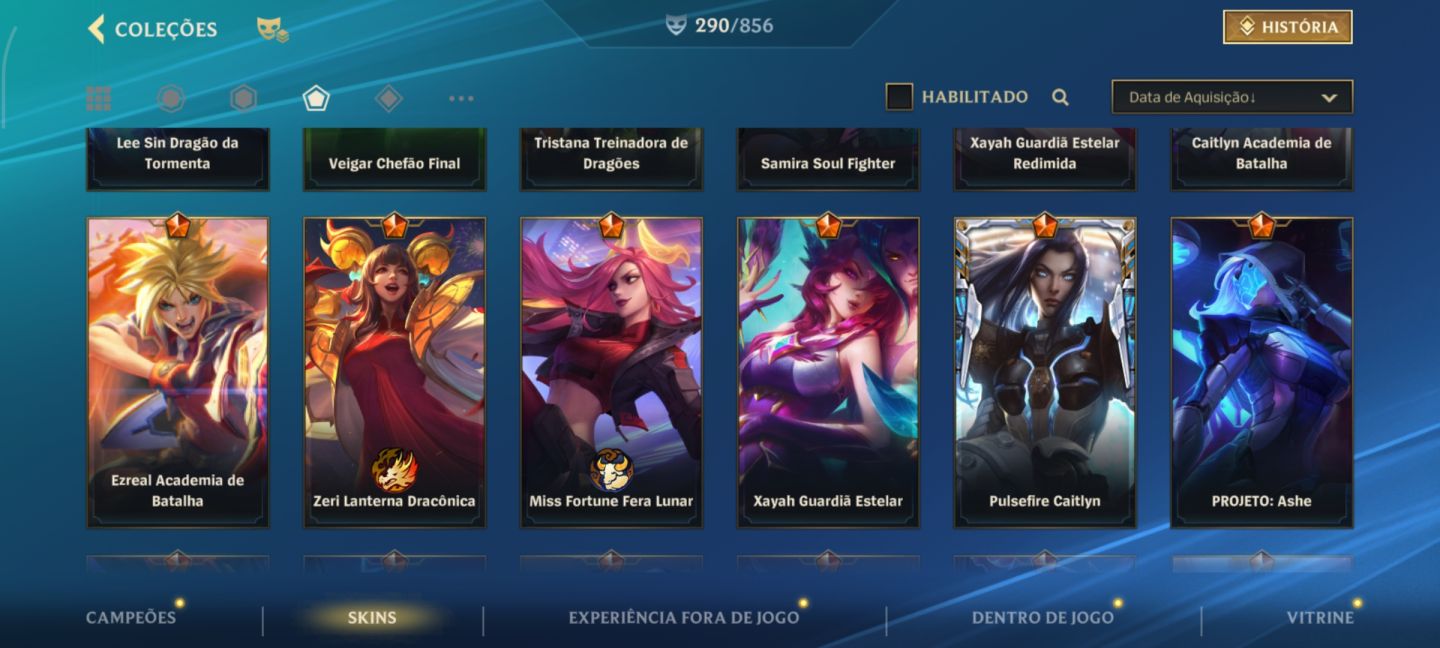 Conta Wild Rift Focada em ADCs 290 skins